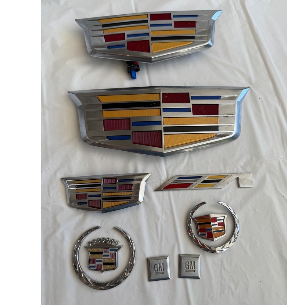 Cadillac GM Emblem Badge Lot Vintage Modern Crest Wreath Mark of Excellence